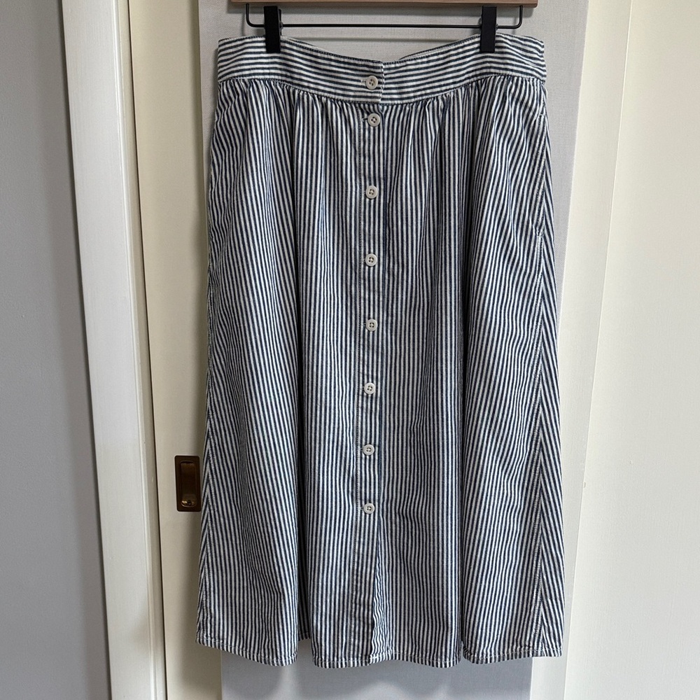 Madewell Blue A-Line Midi Skirt